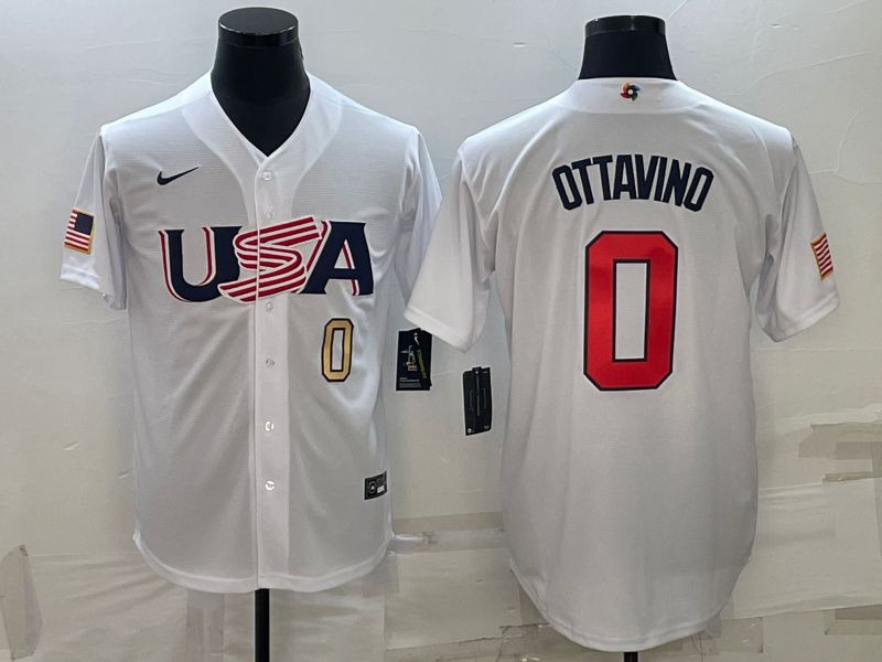 Men 2023 World Cub USA #0 Ottavino White Nike MLB Jersey2->more jerseys->MLB Jersey